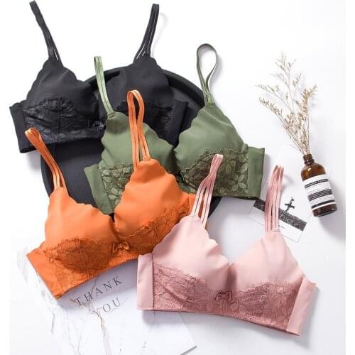 DERUILADY Sexy Lace Ultra-thin Breathable Bras For Women Underwear Comfort Seamless Push Up Bra Adjusted Wireless Bralette