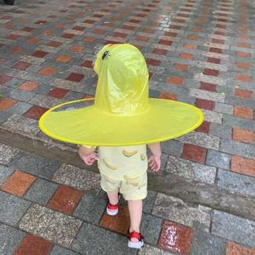 Childrens Raincoat Transparent UFO Raincoats Hands Free Rain Poncho Baby Funny Duck Rain Coat Rain Cover Raincoat for kids