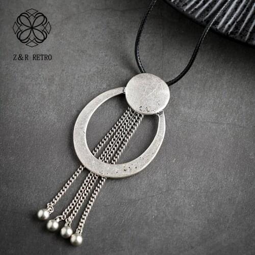 Long Necklace for Women Chokers Vintage Rope Chains Suspension 2021 New Tassel Statement Necklaces & Pendants Womens Jewellery