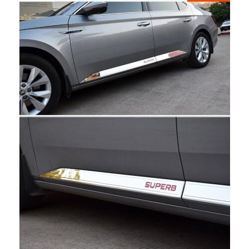 For 2016 2017 2018 2019 2020 superb Car Door Body Side Molding Trim Cover Protector Strip Scuff Guard Car Accessory