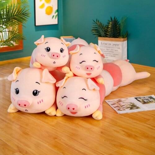 60-130cm Caterpillar lying pig Stuffed Animal Piglet Plush Toy Soft Pig Plush Pillow Stretchy Plush Stuffed Cuddly Gift for Kids
