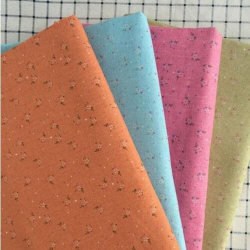 Floral Printed Cotton Linen Blend Fabric Textile Patchwork Canvas Material DIY Sewing Quilting Cloth Various Color Width 150cm