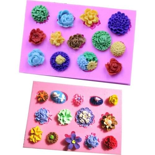 Kitchen Accessories Ware Thirteen Flowers Cooking Tools Wedding Decorating Silicone Mold For Baking Fondant Sugar Craft Candy