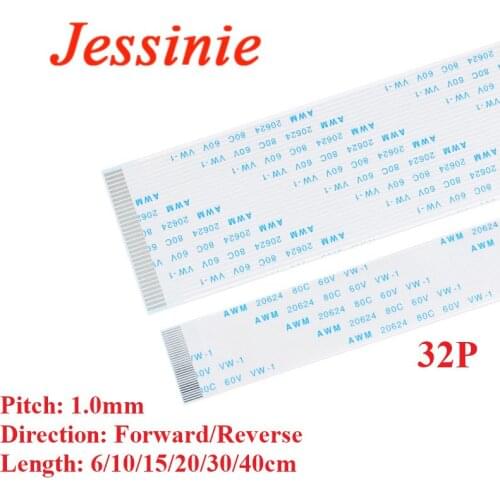 10pcs FPC/FFC 32P Ribbon Flexible Flat Cable Wire Pitch 1.0mm 6/10/15/20/30/40cm Length Forward Reverse Direction Connector