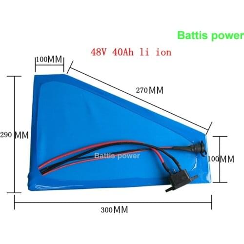 Triangle 48V 40Ah Lithium li ion battery pack with bms for 3000W 2000W ebike electric bicycle mountain ebike fat bike +5A charge