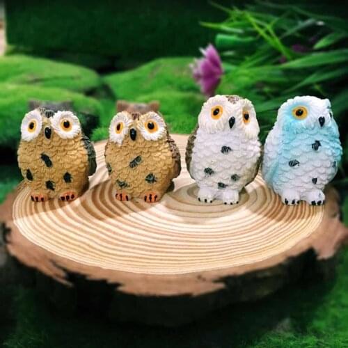 Mini Owl Statues Garden Decoration Outdoor Figurine Creative Resin Frog Sculpture Home Yard Garden Decor Office Desktop Decor