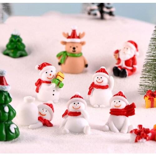 Mini Resin Christmas Decoration Santa Claus Snowman Tree Micro Landscape Model DIY Miniature Garden Figurines Home Decoration