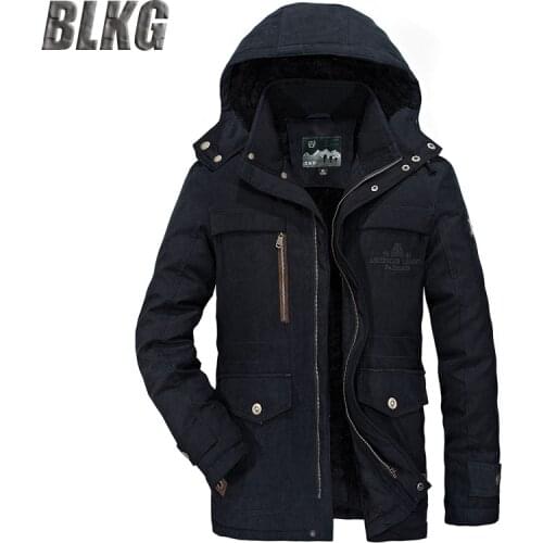 -20 Degree Winter Parkas Jacket Men Thicken Coat Warm Windbreaker Dad Coat Fashion Hooded Collar Wool Liner Hommes Veste M-5XL
