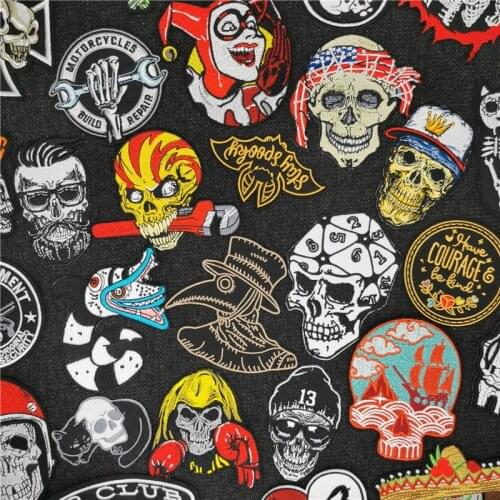 Punk Hippie Skull Patches on Clothes DIY iron on embroidered Patch Ghost Poker Witch Sticker Sewing Badge For Denim Jacket Jeans