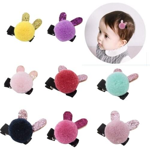 Nishine 10PCS Lovely Bow Barrette Baby Hair Clip Cartoon Rabbit Ball Hairpin Kids Girl Hairgrip Head Accessories