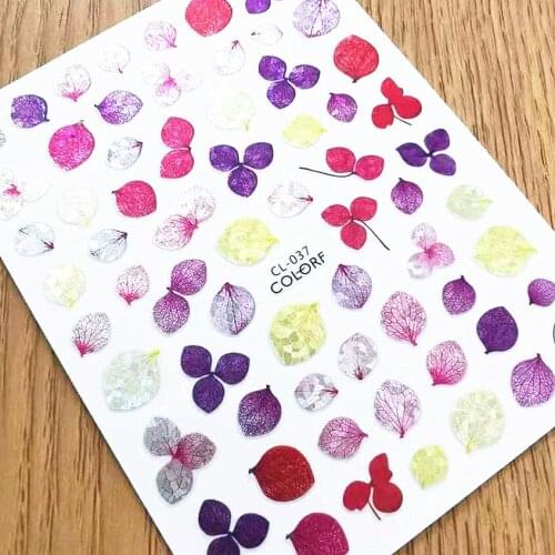 Newest CL 051 052 038 laser flower design nail art sticker decal stamping back gule DIY nail decoration tips