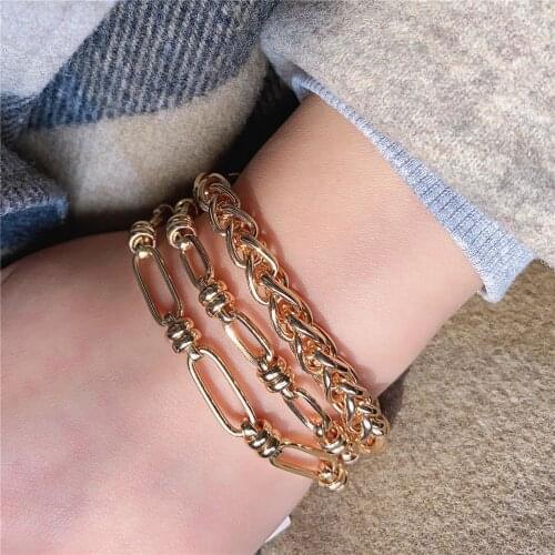 2020 New Trend Gold Color Plating Chunky Irregular Braided Chain Bracelet For Women Girl Vintage Hipop Unisex Statement Jewelry