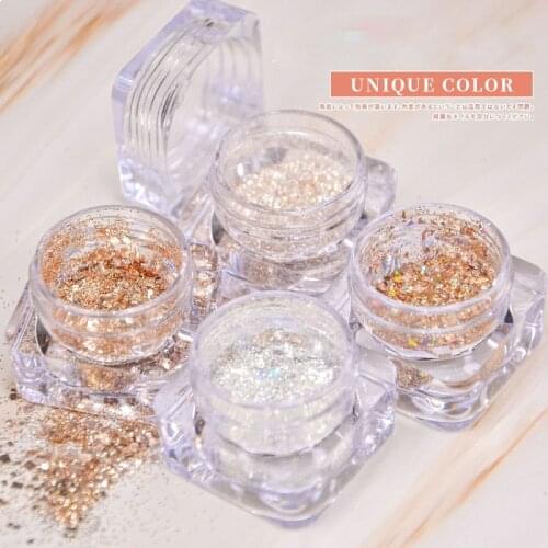 2021 New 4 Colors Nail Crushed Glitter Powder Irregular Holographic Craft Mixed Sequins Flakes For Acrylic Nails Manicure Tips