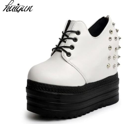 New 2019 Women Autumn Platform Shoes Woman PU High Top wedges Casual Shoes Womens Walking Shoes Chaussure Femme