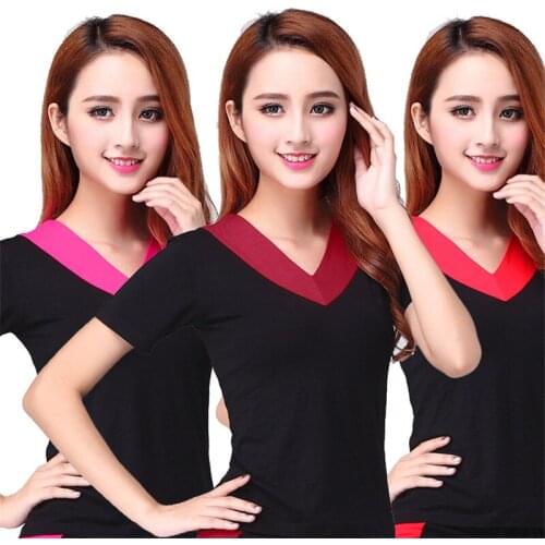 New Arrival Adult Female Latin Dance Short Sleeve V-neck Slim Top Ballroom Dance Women Square Dancers Clothes Performance Tops
