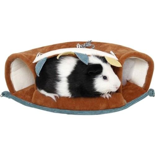 Hamster Jungle Tunnel Nest Hanging Hammock Plush Winter Warm Bed House T3LE