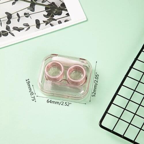 94PF Portable Mini Clear Flip Top Contact Lens Case Travel Kit Stylish Simple Soak Storage Container with Bottle Tweezers
