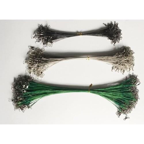 60 Pcs/lot 15cm 20cm 25cm Fishing Line Steel Wire Leader With Swivel Fishing Accessory 3 Color Fishing Wire Olta Leadcore Leash