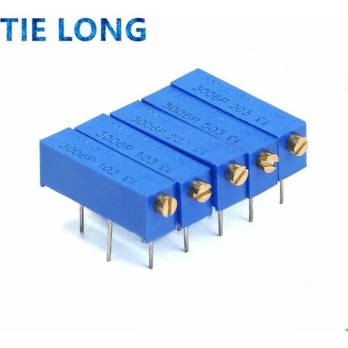 10PCS 3006P Precision Multi-turn Adjustable Potentiometer 1K 2K 5K 10K 20K 50K 100K 200K 500K 100R 200R 500R 100 200 500 ohm