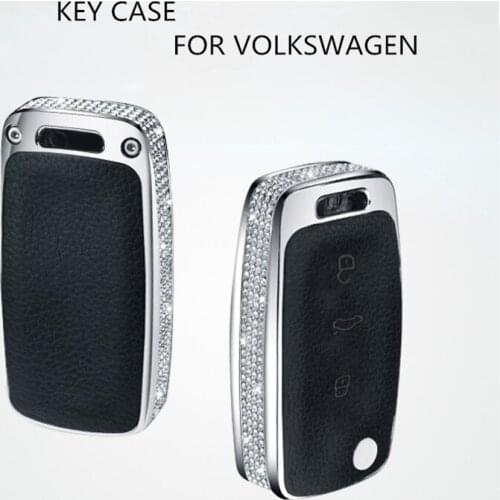 LUNASBORE Luxury Diamond Key Shell Holder Remote Car Key Case Cover For Volkswagen VW Polo Passat Tiguan Bora Gift Accessories