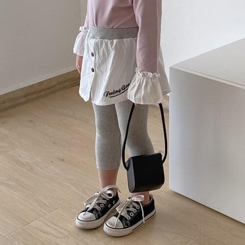 2021 Girls' shirt fake two-piece leggings kids clothes girls leggings kids clothes girls 8 to 12