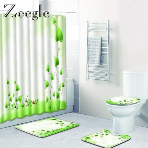 Zeegle Scenic Printed Mats for Bathroom Toilet Washable Pedestal Rug Lid Toilet Cover Carpet Absorbent Bath Rug Set Toilet Mat