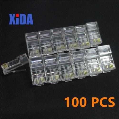 Gold plated RJ45 Net Network Modular Plug Cat5 CAT5e Connector 8P4C utp Unshielded Modular Rj45 Plug NEW 25/100/ 200/500 PCS