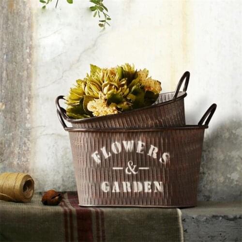 Chic Flower box retro hand made iron art storage box home decor vintage sundries storage basket home creative decor box