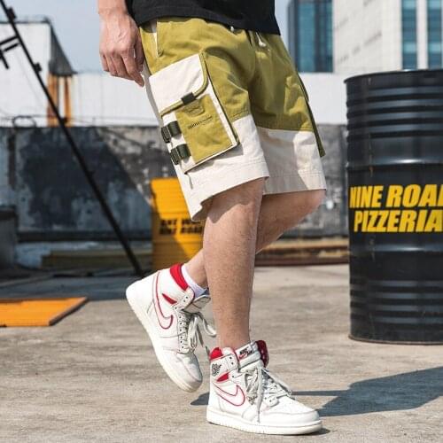 Harajuku Streetwear Summer Casual Shorts Men Cotton Big Pocket Mens Shorts Knee Length Bermuda Short Pants Men Sweatshorts