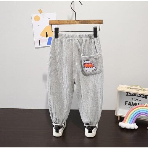 New Children Clothing 2021 Hot Sale Baby Children Kids Boys Girls Cute Cartoon Bear Cartoon Embroidery Trousers Pants 0-5 Years