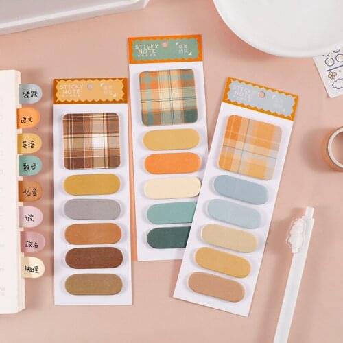 2021 new sticky notes checkered fresh color simple solid color basic markings loose-leaf pagination stickers note paper