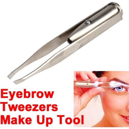High Hot Sale Make Up Led Light Eyelash Eyebrow Hair Removal Tweezer Face Hair Remover Stainless Steel Eyebrow Tweezers