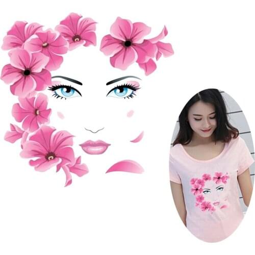 Girl Iron-On Transfer Heat Transfers PVC Patch For Clothes DIY Cute Thermal Transfer Hot Vinyl Iron Sticker On Garment Decor