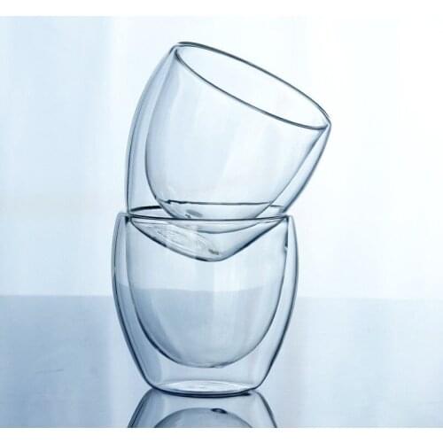 150/250/350/450ml Drinkware Wine Glass Champagne whiskey Coffee Tea Cup Heat-resistant Double Layer Glass