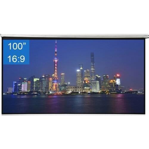 100inch 16:9 Wall Mounted Matte Gray Fabric Fiber Glass Pull Down HD Screen Canvas LED Projector Screen For Home Theater