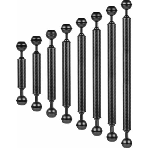 BGNing Carbon Fiber Diving Extension Arm D20mm Handheld Tripod Underwater with 1inch Dual Ball Head for GoPro Sports Camera
