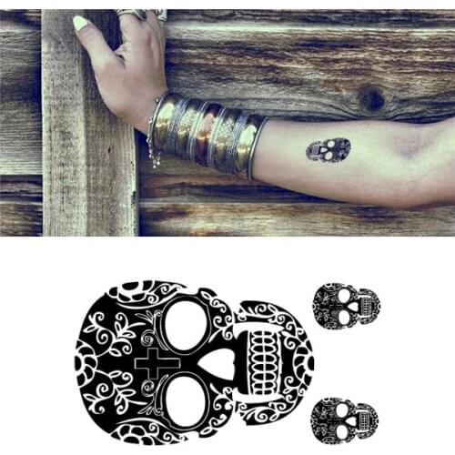 Waterproof Temporary Tattoo Sticker on body art Mexican skull tatto stickers flash tatoo fake tattoos for girl women men