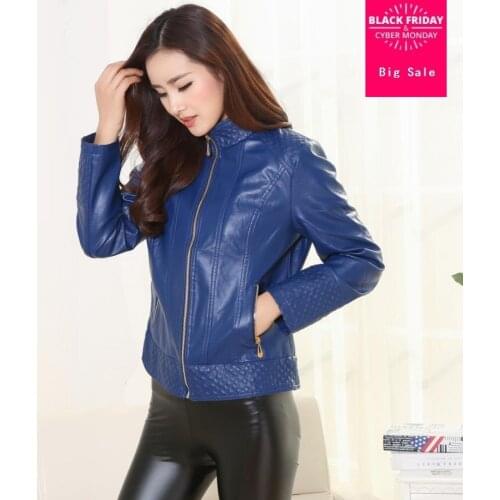 M-5XL plus size Manufacturers outlet autumn and winter Slim pu jacket female motorcycle PU leather jacket wj859 free shipping