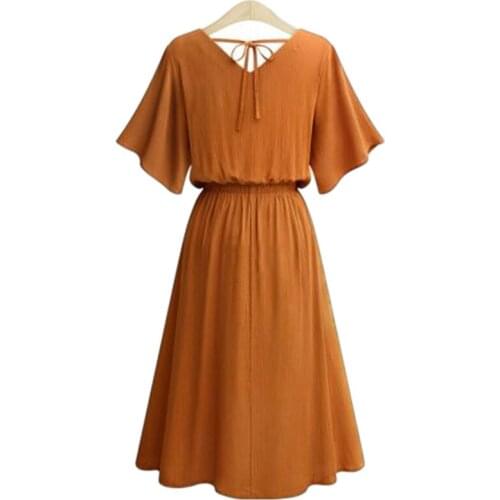 Summer New Dress Women 2021 European Plus Size Elastic Waist Slimming Simple Black Chiffon V-neck Lace Long Dress Free Shipping