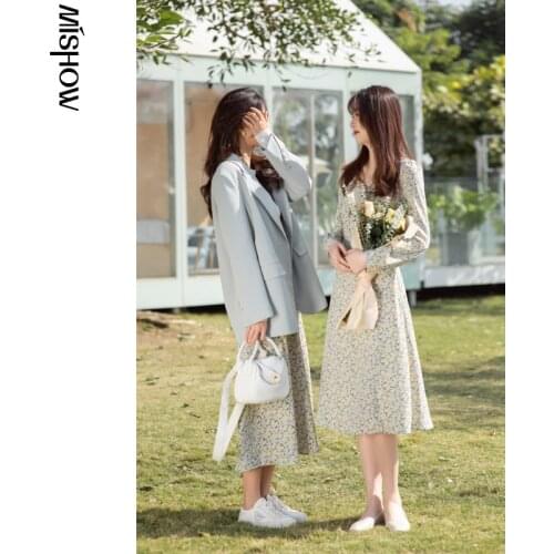 MISHOW Summer Dresses For Women Vintage Floral Printed Sweet Dress Elegant Bow Chiffon Dress Famale Vestidos MX21A1742