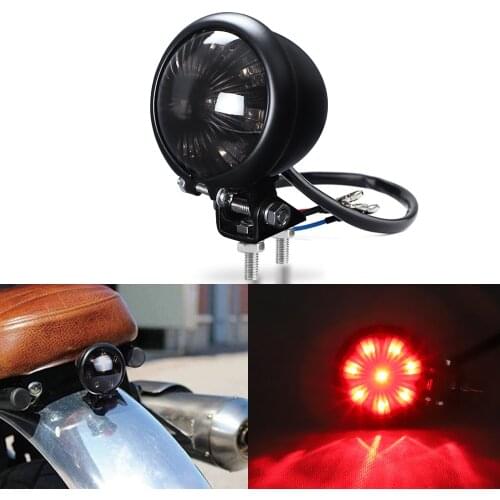 Motorcycle Red LED 12V Adjustable Cafe Racer Style Stop Tail Light Motorbike Brake Rear Lamp Taillight for Chopper for Bobber