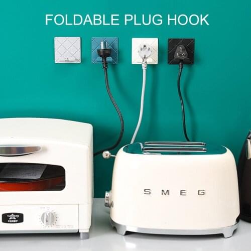 1 Pc Folding Socket Storage Hook Kitchen Bathroom Appliance Hanging Wire Plug Rack Multi-function Socket Power Cord Storage Rack