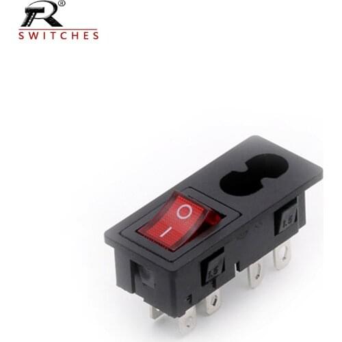 2pcs Power Rocker Switch & Socket Connector, Switch with 3 Pin or 4 Pin, Panel Mount Power Adapters
