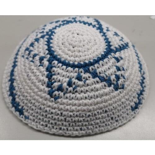 16/17CM HANDMADE KNITTED YARMULKE KIPPAH DAVID STAR STYLE