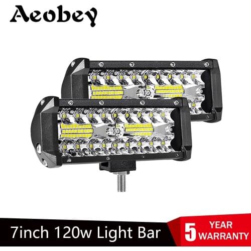 2pcs 7inch 120W Offroad Led Light Bar For Cars Combo Beams Off road SUV ATV Tractor Boat Trucks Excavator 12V 24V Work Lights