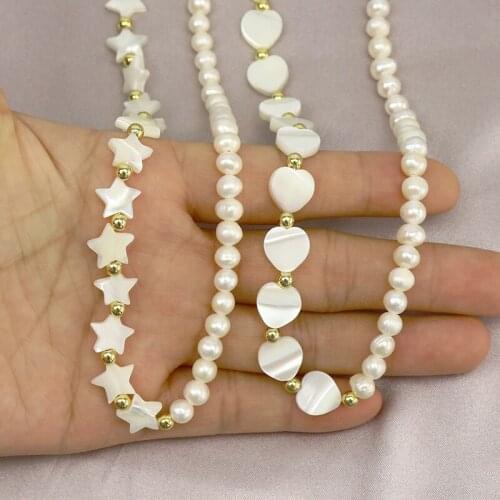3 Pcs Pearls Necklace White shell Beaded Natural Pearls Necklace Strand Necklace Eyes Charms Jewelry Necklace Gift 90022