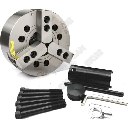 5" 5Inch 135mm 3 Jaw Hollow Power Chuck & Back Plate for CNC Lathe Boring Cutting Tool Holder Hole Hydraulic Chuck Oil CE