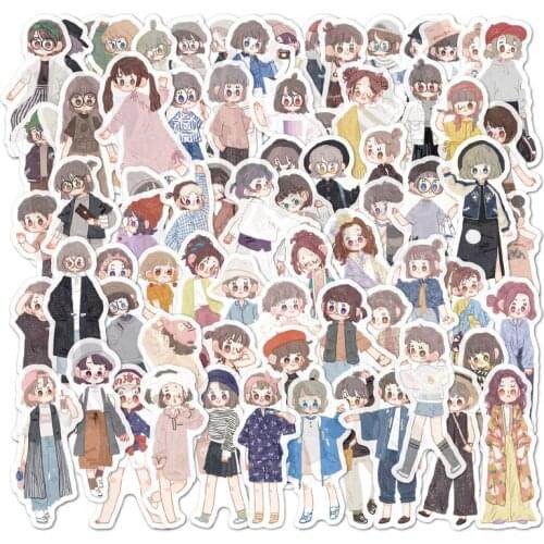 80PCS/lot Cartoon INS Style Vsco Girl Stickers For Laptop Moto Skateboard Luggage Refrigerator Notebook Laptop Toy Sticker