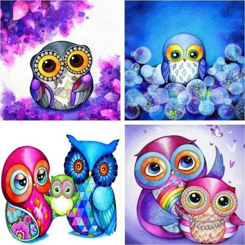 5D DIY Owl Diamond Embroidery Childrens Room Decor Full Round/Square Diamond Painting Cartoon Bird Cross Stitch Set
