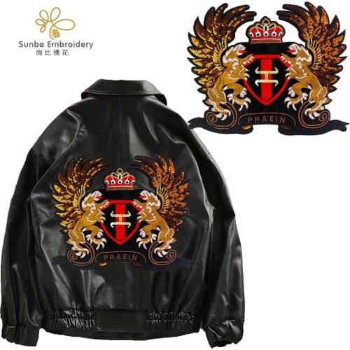 Sequins Wing Lion Badges Jacket Patches Clothing Embroidery Applique Jeans DIY Sew on